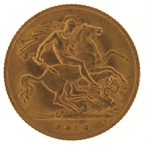 147 - George V 1913 gold half sovereign - this lot is sold without buyer’s premium, the hammer price is th... 