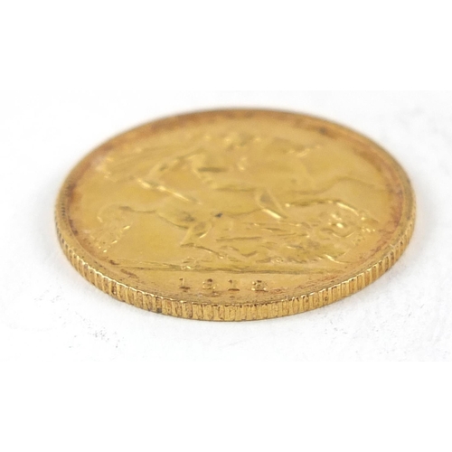 76 - George V 1913 gold half sovereign - this lot is sold without buyer’s premium, the hammer price is th... 