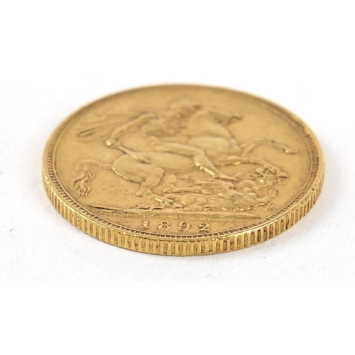148 - Queen Victoria Jubilee Head 1892 gold sovereign - this lot is sold without buyer’s premium, the hamm... 
