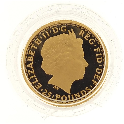 133 - Elizabeth II 2009 Britannia gold proof £25 coin with box and certificate numbered 0051 - this lot is... 