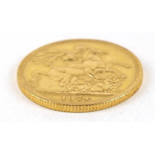 57 - Victoria Young Head 1874 gold sovereign, Sydney mint - this lot is sold without buyer’s premium, the... 