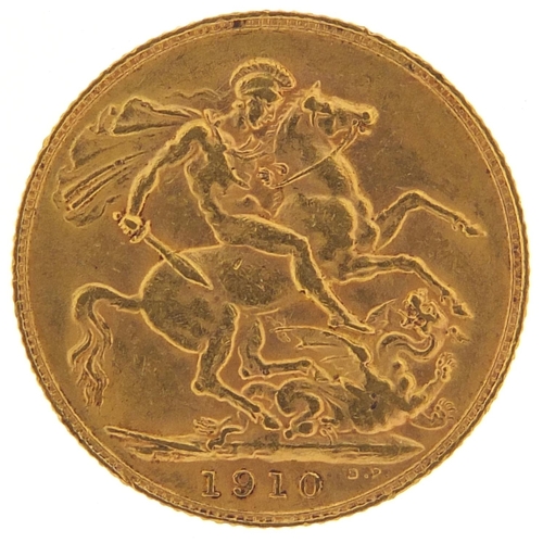 61 - Edward VII 1910 gold sovereign - this lot is sold without buyer’s premium, the hammer price is the p... 