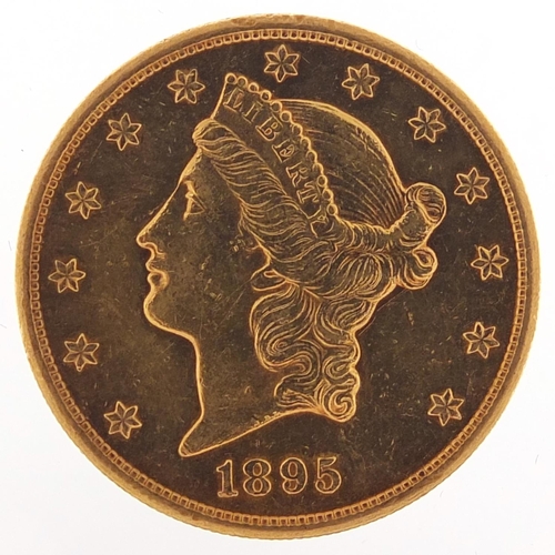 10 - United States of America 1895 gold twenty dollars, Liberty head to the reverse, 33.6g - this lot is ... 