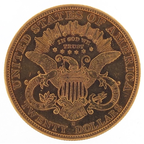 10 - United States of America 1895 gold twenty dollars, Liberty head to the reverse, 33.6g - this lot is ... 