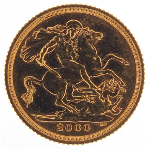 2 - Elizabeth II 2000 gold half sovereign - this lot is sold without buyer’s premium, the hammer price i... 