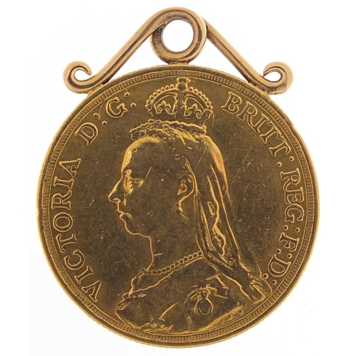 3 - Queen Victoria Jubilee Head 1887 gold double sovereign with pendant mount, 16.9g - this lot is sold ... 