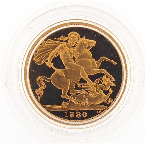 11 - Elizabeth II 1980 gold proof sovereign - this lot is sold without buyer’s premium, the hammer price ... 
