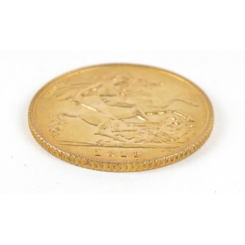 35 - George V 1913 gold half sovereign - this lot is sold without buyer’s premium, the hammer price is th... 