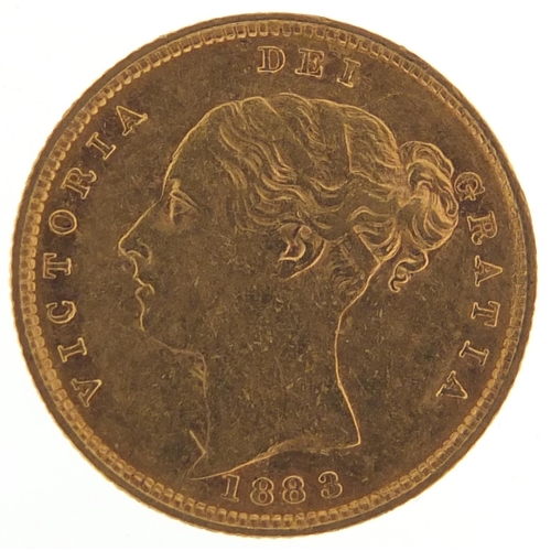 81 - Victoria Young Head 1883 shield back gold half sovereign - this lot is sold without buyer’s premium,... 