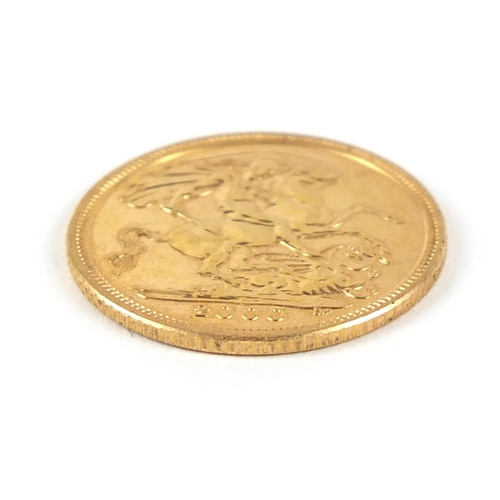 67 - Elizabeth II 2000 gold half sovereign - this lot is sold without buyer’s premium, the hammer price i... 