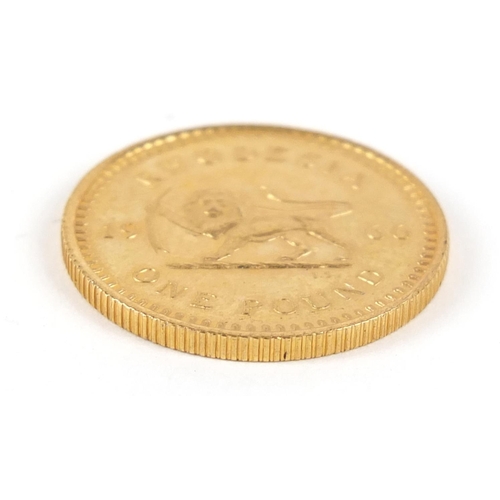 112 - Rhodesia Elizabeth II 1966 gold one pound coin - this lot is sold without buyer’s premium, the hamme... 