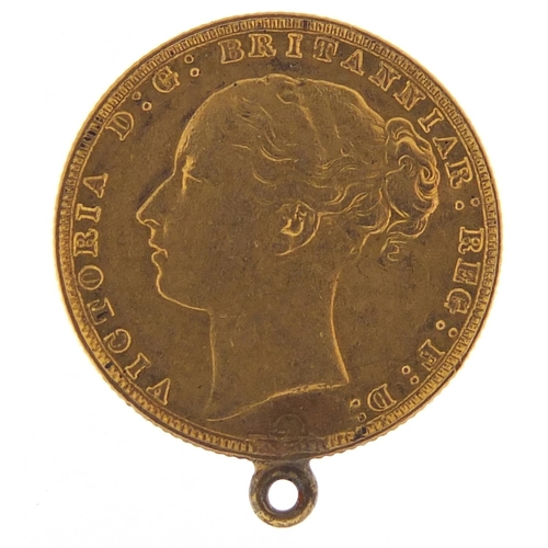 42 - Victoria Young Head 1877 gold sovereign with mount - this lot is sold without buyer’s premium, the h... 