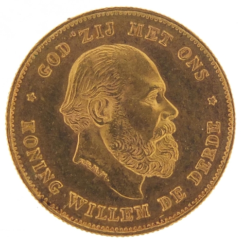 33 - Dutch 1875 gold ten guilders, 6.7g - this lot is sold without buyer’s premium, the hammer price is t... 