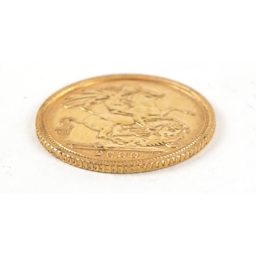 103 - Elizabeth II 2000 gold half sovereign - this lot is sold without buyer’s premium, the hammer price i... 