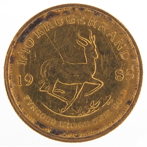 44 - South African 1985 gold 1/10th krugerrand - this lot is sold without buyer’s premium, the hammer pri... 