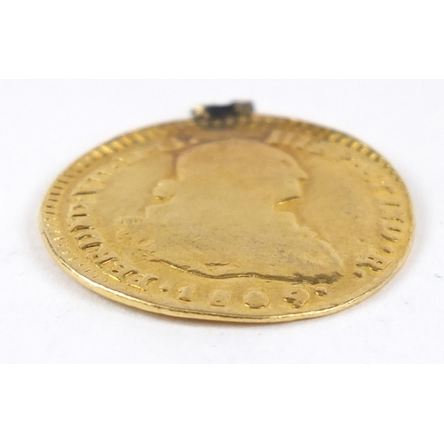 69 - Spanish 1809 gold coin, 3.0g - this lot is sold without buyer’s premium, the hammer price is the pri... 