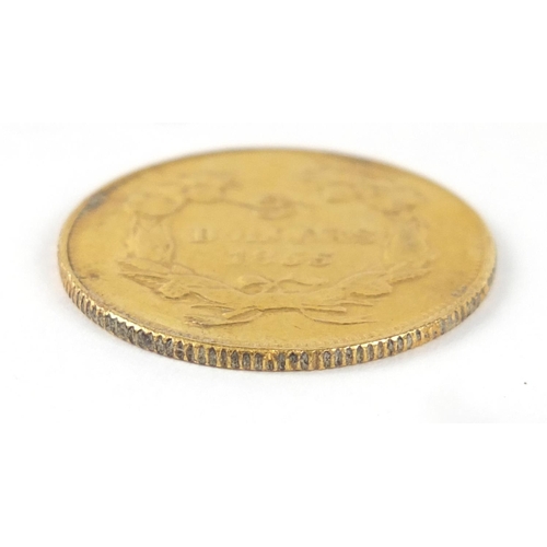 36 - United States of America 1855 gold three dollars with Indian Princess head, 5.0g - this lot is sold ... 