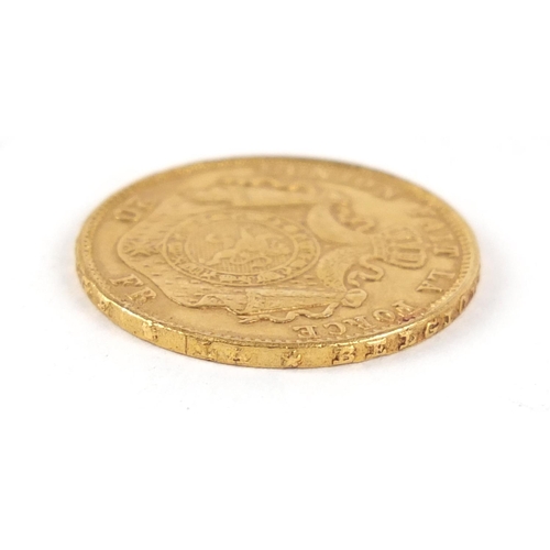 113 - Belgian Leopold II 1876 gold twenty francs, 6.4g - this lot is sold without buyer’s premium, the ham... 