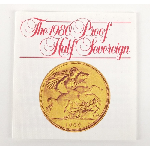 139 - Elizabeth II 1980 gold proof half sovereign with fitted box and certificate - this lot is sold witho... 