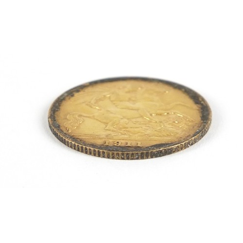 107 - George V 1911 gold half sovereign - this lot is sold without buyer’s premium, the hammer price is th... 