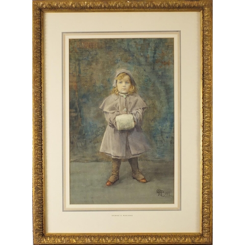 43 - Henry Meynell Rheam 1907 - Mary, full length portrait of a young girl, Newlyn school watercolour, Ri... 