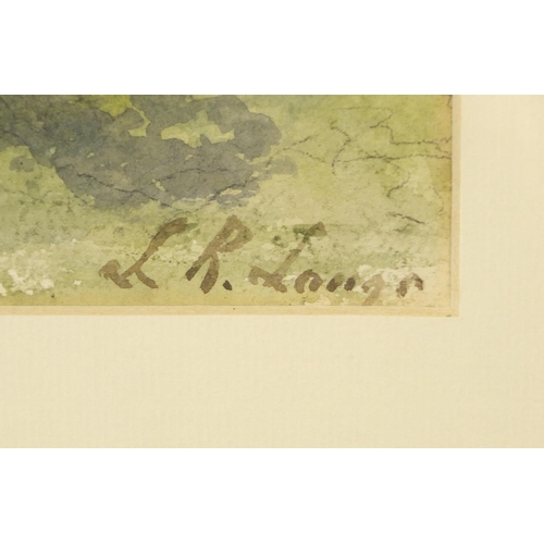 2204 - Wild flowers by a lake, watercolour, bearing an indistinct signature, mounted, framed and glazed, 25... 