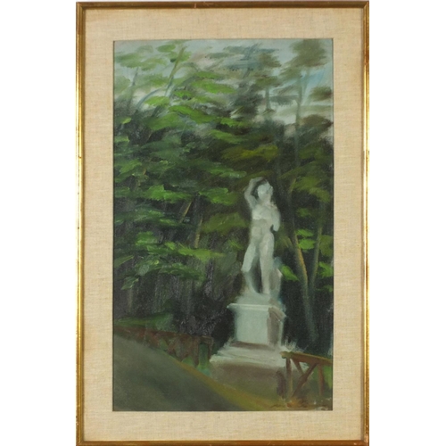 84 - Mario Cimara - Statue in parkland setting, oil on canvas inscribed verso, mounted, framed and glazed... 