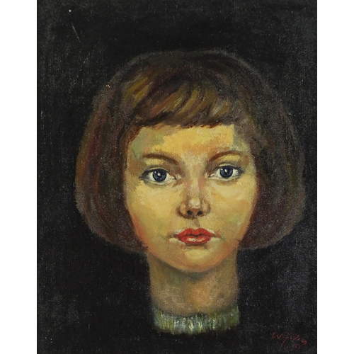 2207 - Manner of William George Gillies - Portrait of a female, oil on board, framed, 49cm x 39cm excluding... 