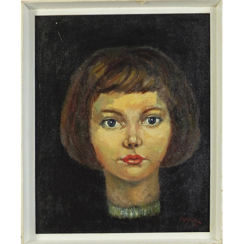 2207 - Manner of William George Gillies - Portrait of a female, oil on board, framed, 49cm x 39cm excluding... 