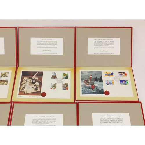 2196 - Eight Fine Art stamp covers with slip case including Christmas 84 and Famous Trains