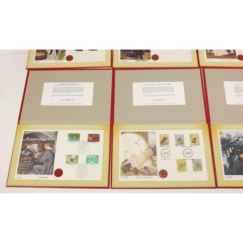 2196 - Eight Fine Art stamp covers with slip case including Christmas 84 and Famous Trains