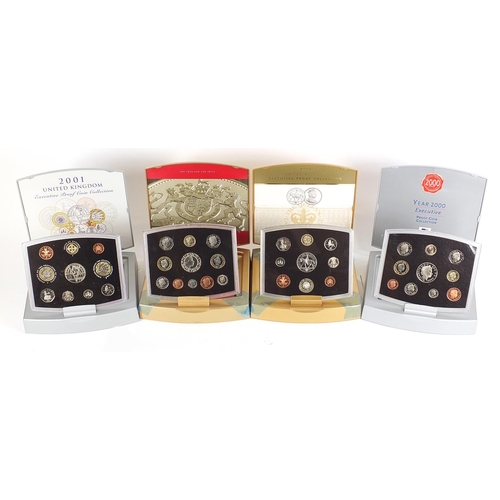 1377 - Four United Kingdom Executive proof coin collections comprising dates 2000, 2001, 2002 and 2003