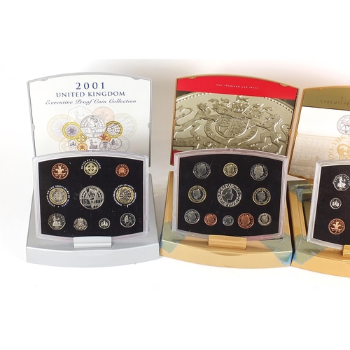 1377 - Four United Kingdom Executive proof coin collections comprising dates 2000, 2001, 2002 and 2003