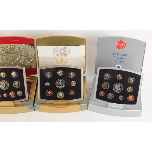 1377 - Four United Kingdom Executive proof coin collections comprising dates 2000, 2001, 2002 and 2003