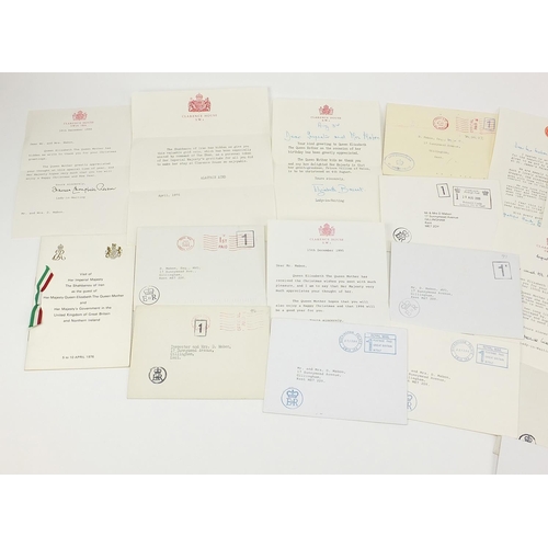 1349 - Royal ephemera relating to Inspector David Mabon including letters on Clarence House headed paper th... 