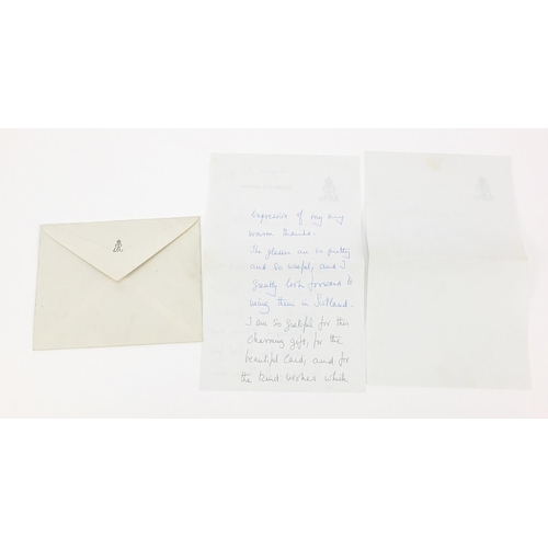 1351 - Royal interest hand written letter from The Queen Mother thanking Inspector David Mabon for a birthd... 