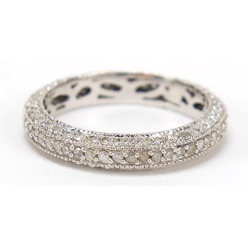 38 - 9ct white gold diamond eternity ring, size L, 2.1g