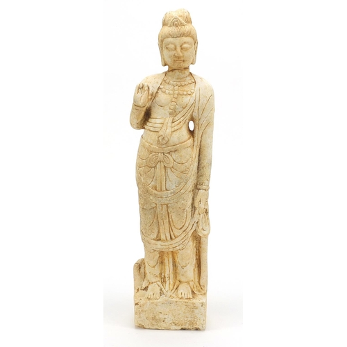 2178 - Large Chinese stone carving of Guanyin, 44.5cm high