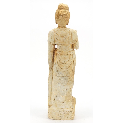 2178 - Large Chinese stone carving of Guanyin, 44.5cm high