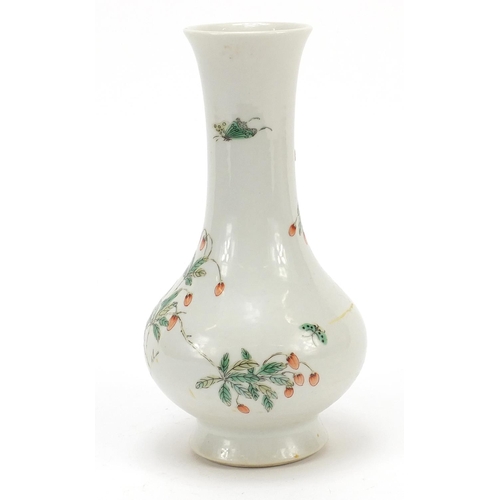 152 - Chinese porcelain vase hand painted with a butterfly amongst blossoming peach trees, six figure Kang... 