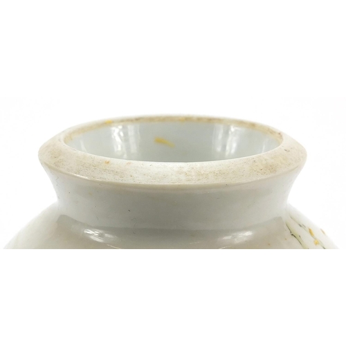 152 - Chinese porcelain vase hand painted with a butterfly amongst blossoming peach trees, six figure Kang... 