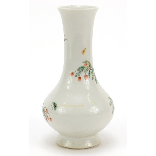 152 - Chinese porcelain vase hand painted with a butterfly amongst blossoming peach trees, six figure Kang... 