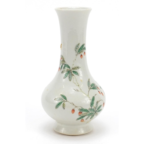 152 - Chinese porcelain vase hand painted with a butterfly amongst blossoming peach trees, six figure Kang... 