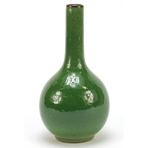 2166 - Chinese porcelain vase having a green crackle glaze, 20cm high