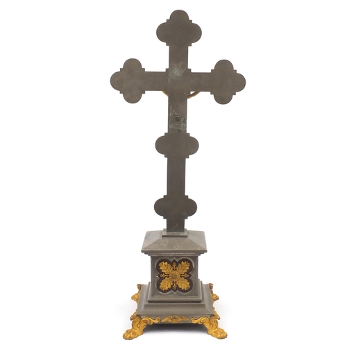 129 - Good 19th century Italian Grand Tour crucifix with ivory Corpus Christi and micro mosaic inlay on gi... 