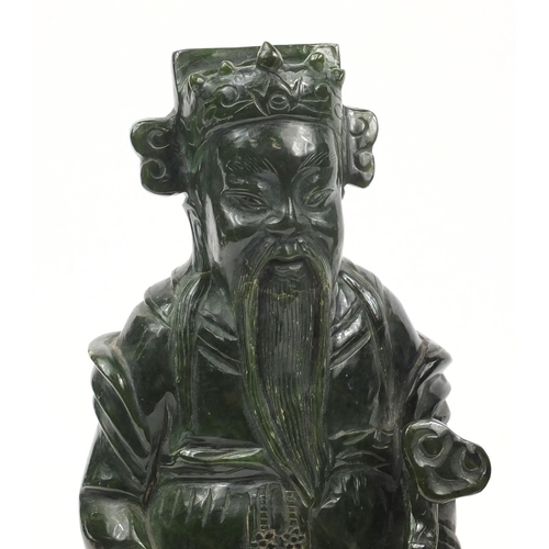 174 - Large pair of Chinese carved jade figures of wisemen, the largest 39cm high