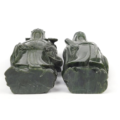 174 - Large pair of Chinese carved jade figures of wisemen, the largest 39cm high