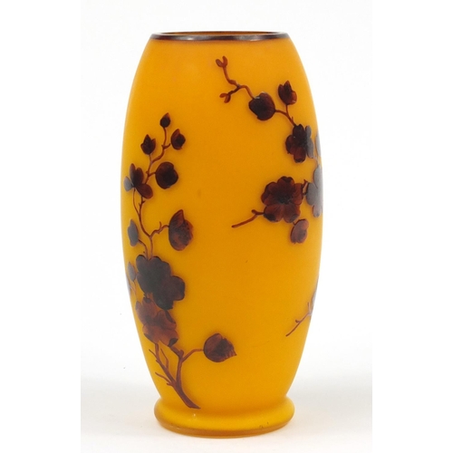 177 - Val St Lambert, Art Nouveau orange cameo glass vase, signed Val, 19.5cm high