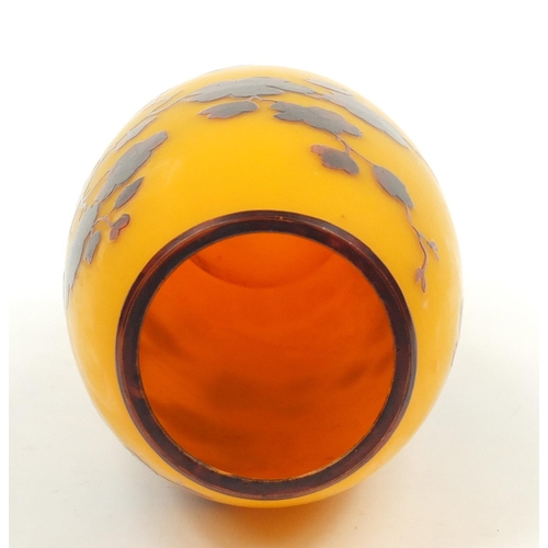 177 - Val St Lambert, Art Nouveau orange cameo glass vase, signed Val, 19.5cm high