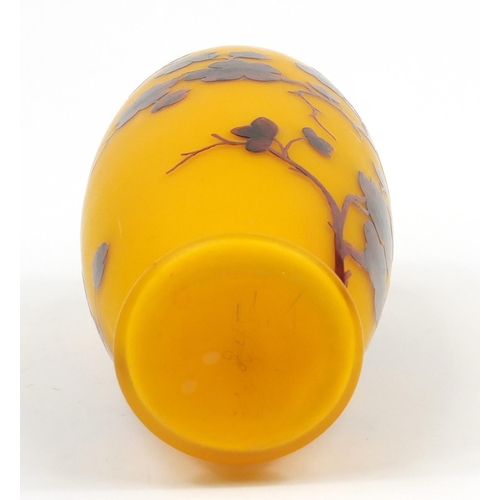 177 - Val St Lambert, Art Nouveau orange cameo glass vase, signed Val, 19.5cm high